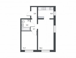 2-комнатная, 47.9 м²