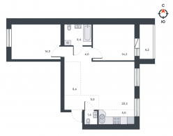 3-комнатная, 83.3 м²