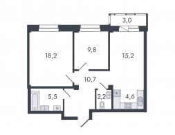 Евро 3-комнатная, 69.2 м²