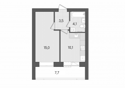 1-комнатная, 40.6 м²