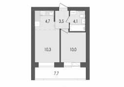 Евро 2-комнатная, 40.1 м²