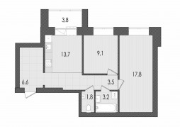 2-комнатная, 59.7 м²