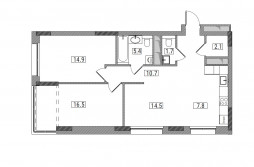 Евро 3-комнатная, 73.8 м²
