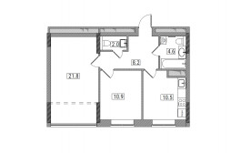 2-комнатная, 58.7 м²