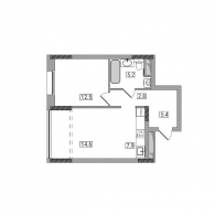 Евро 2-комнатная, 48.8 м²