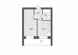 1-комнатная, 40.7 м²