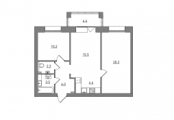 Евро 3-комнатная, 66.4 м²