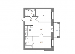 Евро 3-комнатная, 63.2 м²