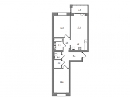 Евро 3-комнатная, 71.1 м²