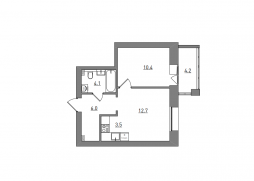 Евро 2-комнатная, 40.9 м²