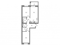 Евро 3-комнатная, 71.1 м²