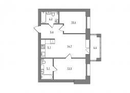 Евро 3-комнатная, 63.2 м²
