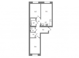 Евро 3-комнатная, 66.9 м²