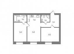Евро 3-комнатная, 69.3 м²