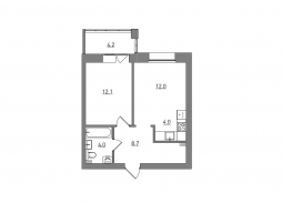 Евро 2-комнатная, 45 м²