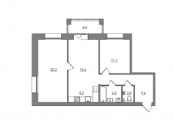 Евро 3-комнатная, 72.2 м²