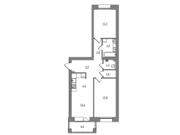 Евро 3-комнатная, 69.8 м²