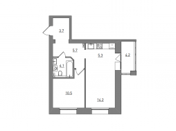 Евро 2-комнатная, 47.7 м²