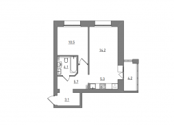 Евро 2-комнатная, 47.1 м²