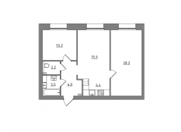 Евро 3-комнатная, 62 м²