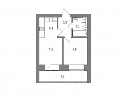 Евро 2-комнатная, 40.4 м²