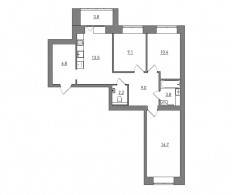 3-комнатная, 75.3 м²