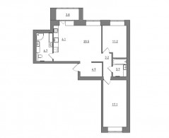 Евро 3-комнатная, 77.2 м²