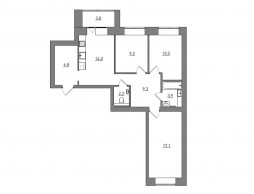 3-комнатная, 76.8 м²