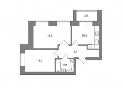 2-комнатная, 54.4 м²